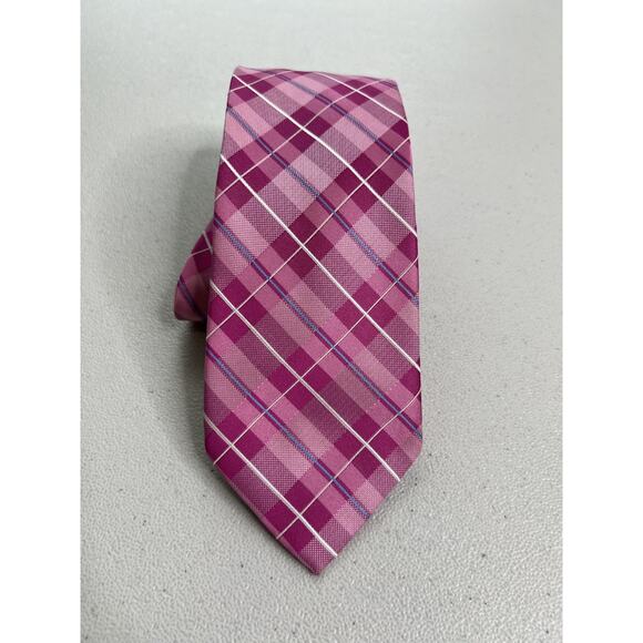 Jones New York Pink, Blue, White Plaid Pattern Tie NWOT T-0978 - Picture 1 of 8